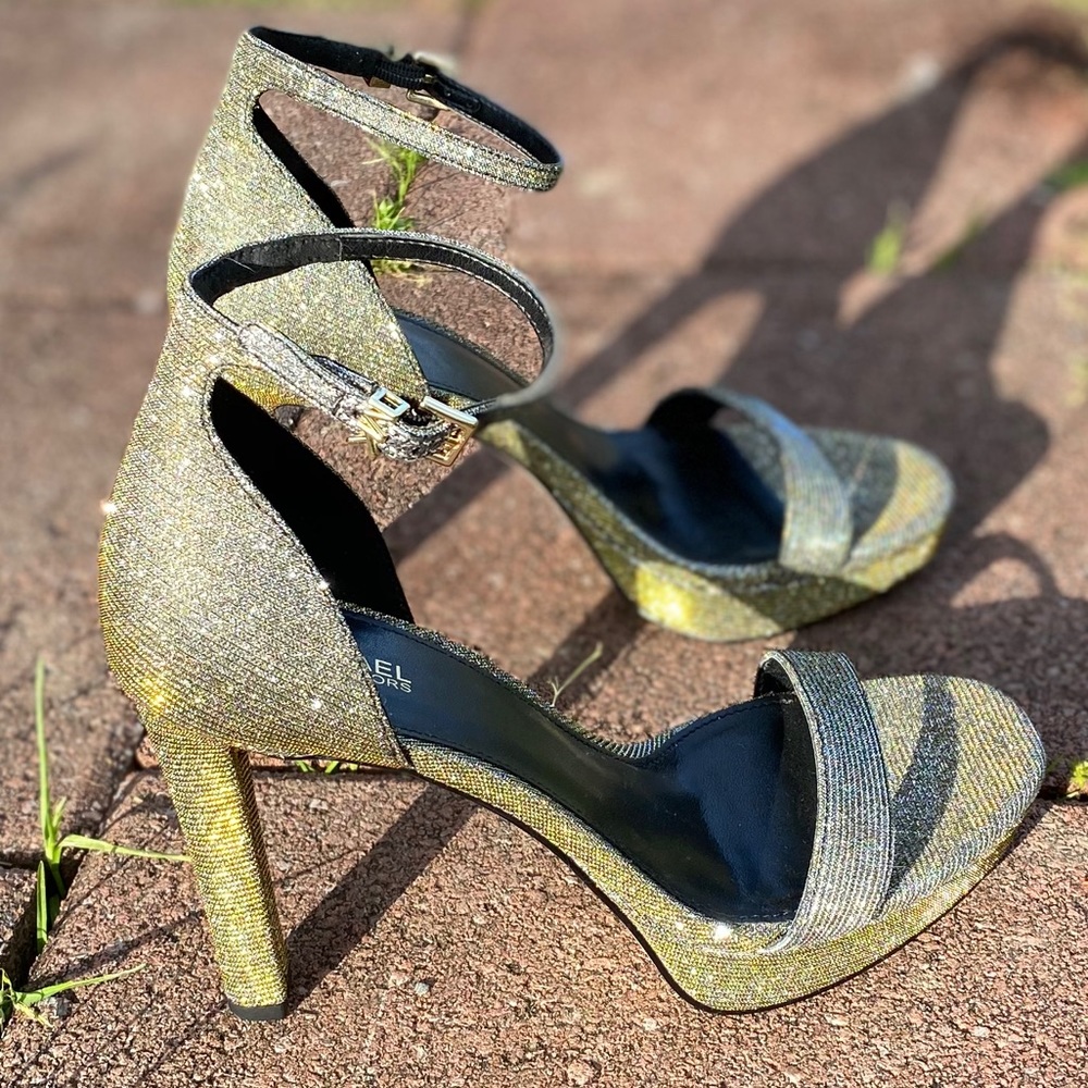 Gold and silver Michael Kors platform heels